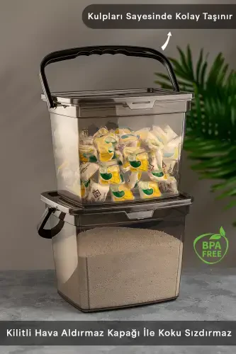 4-х секционный контейнер для хранения стирального порошка с этикетками, моющийся, серый, 4л - MELENI HOME (1)