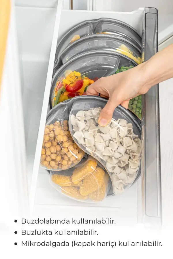 4-х секционный круглый контейнер для хранения 1,2 литра антрацит - 6