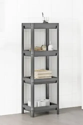 4-х уровневая полка для ванной комнаты, кухонная полка, серый органайзер для ванной комнаты, полка для шампуня, полотенец, моющих средств, органайзер - серый - 3