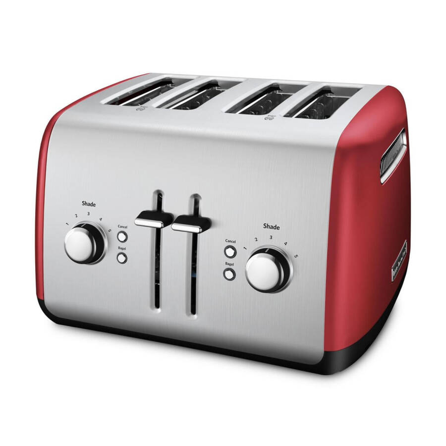 4-хслотовый тостер KitchenAid с ручным рычагом подъема, имперский красный. - 1