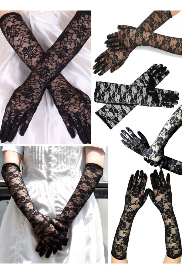 40 Cm Bridal Women Wedding Full Finger Gloves Party Lace Gloves Bride Gloves Party Gloves - 1