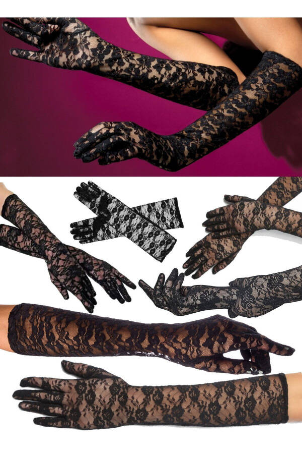 40 Cm Bridal Women Wedding Full Finger Gloves Party Lace Gloves Bride Gloves Party Gloves - 2