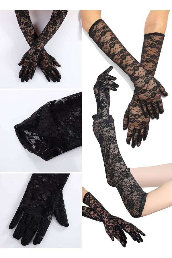 40 Cm Bridal Women Wedding Full Finger Gloves Party Lace Gloves Bride Gloves Party Gloves - 3