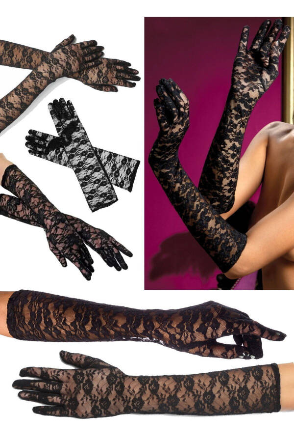 40 Cm Bridal Women Wedding Full Finger Gloves Party Lace Gloves Bride Gloves Party Gloves - 6