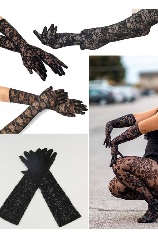 40 Cm Bridal Women Wedding Full Finger Gloves Party Lace Gloves Bride Gloves Party Gloves - 8