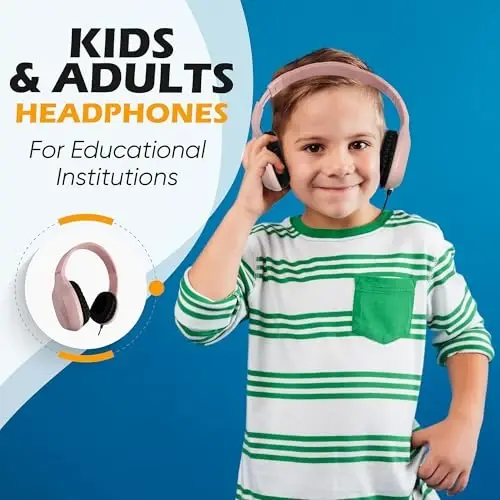 40 Pack Bulk Wired On-Ear Leather Headphones with 3.5mm Connector, Oval Metal Housing, Black - 2