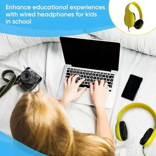 40 штук проводных накладных наушников с кожаными амбушюрами и разъемом 3,5 мм, овальный металлический корпус, черный цвет - 7