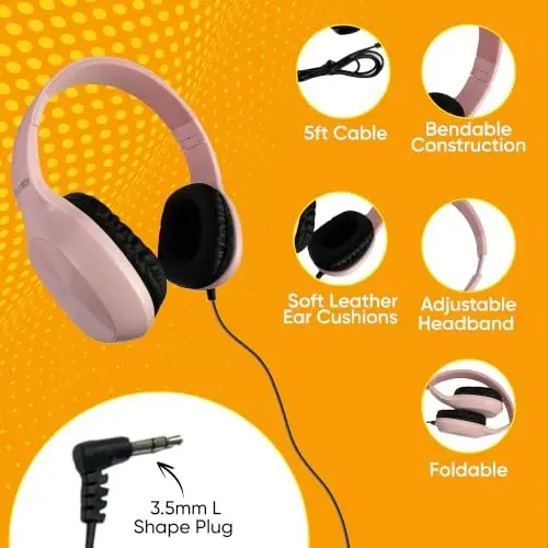 400 Pack Bulk Wired On-Ear Leather Headphones with 3.5mm Connector, Oval Metal Housing, Multi - 3