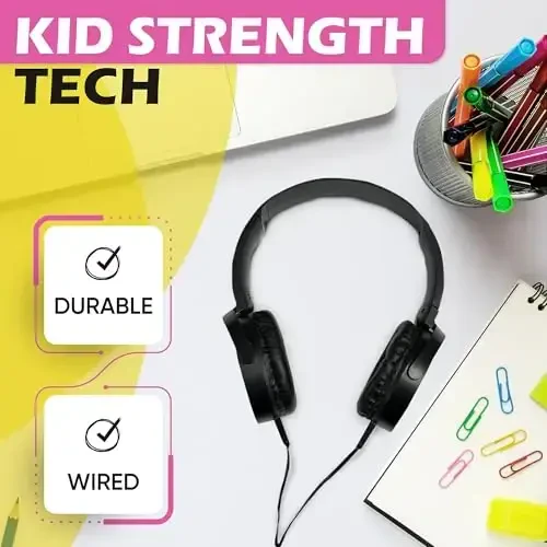 400 Pack Bulk Wired On-Ear Leather Headphones with 3.5mm Connector, Round Metal Housing, Black - 3