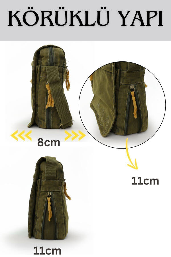 4009 Ephesus Casual Shoulder Messenger Green Khaki 14 inch Laptop School Travel Everyday Vintage Cotton Bag - 14