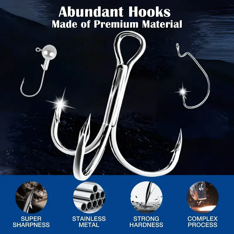 404pcs Fishing Lures for Bass Trout Salmon,Fishing Tackle Box with Tackle Included for Freshwater and Saltwater,Fishing Gear and Equipment Including Crankbaits, Spinnerbaits, Plastic Worms, Jigs - 5