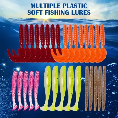 404pcs Fishing Lures for Bass Trout Salmon,Fishing Tackle Box with Tackle Included for Freshwater and Saltwater,Fishing Gear and Equipment Including Crankbaits, Spinnerbaits, Plastic Worms, Jigs - 6