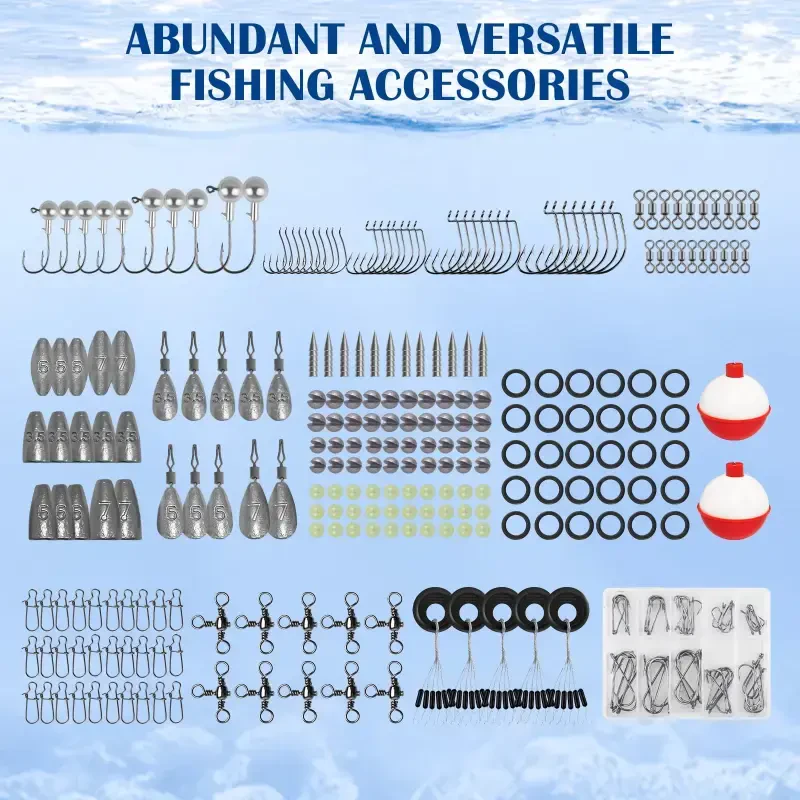 404pcs Fishing Lures for Bass Trout Salmon,Fishing Tackle Box with Tackle Included for Freshwater and Saltwater,Fishing Gear and Equipment Including Crankbaits, Spinnerbaits, Plastic Worms, Jigs - 7