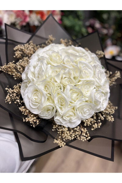 41 White Rose Proposal Flower - Artificial Flower Proposal Bouquet - White Rose - 30