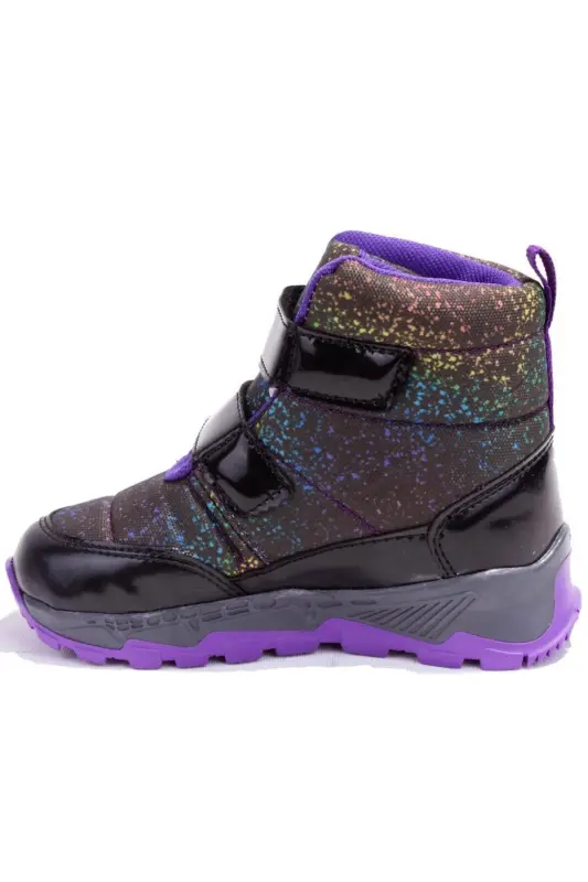 4183 Black Purple Snowshell Orthopedic Daily Girl's Boots - 3