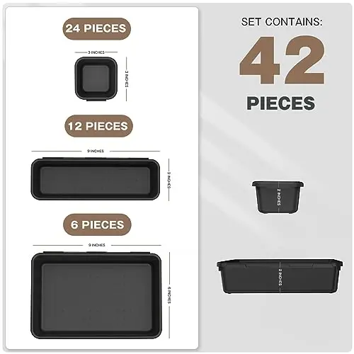 A-LuGei 【42PCS】【Black】 Tool Box Organizer Tray Divider Set, Desk Drawer Organizer, Garage Organization and Storage Toolbox Accessories for Rolling Tool Chest Cart Cabinet Work Bench Small Parts - 4
