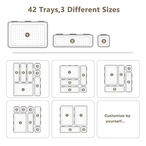 A-LuGei 【42PCS】【Black】 Tool Box Organizer Tray Divider Set, Desk Drawer Organizer, Garage Organization and Storage Toolbox Accessories for Rolling Tool Chest Cart Cabinet Work Bench Small Parts - 7