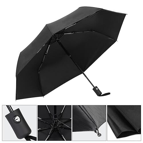 42 Inch Portable Travel Umbrella - Windproof Umbrella for Rain, Strong and Compact - Ideal for Car, Golf, Backpacking, and On-the-Go Use - 3