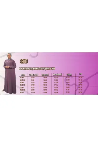42018 Plus Size Stone Printed Sandy-Chiffon Dress - Purple - MOR-229399 - 3