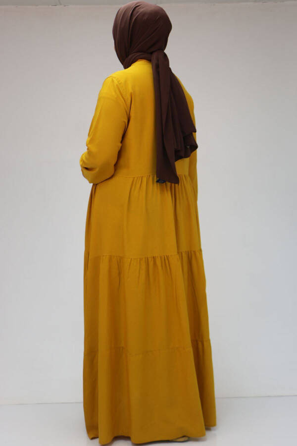 42025 Plus Size Half-Pleated Woven Viscose Dress - Yellow - 17