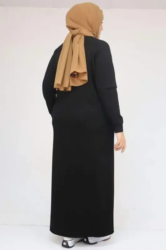 42032 Plus Size Elastic Waist Modal Dress - Black - 3