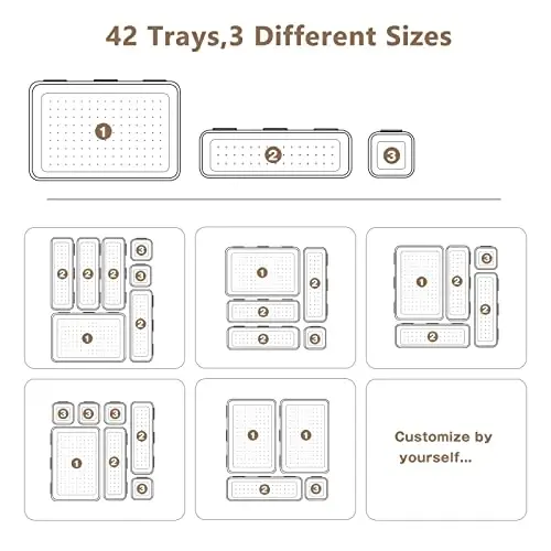 【42Pcs】【Orange】A-LUGEI Tool Box Organizer Tray Divider Set, Desk Drawer Organizer, Garage Organization and Storage Toolbox Accessories for Rolling Tool Chest Cart Cabinet Work Bench Small Parts - 7