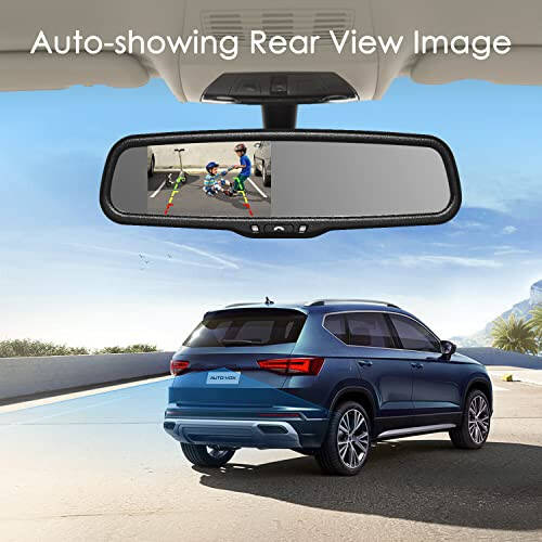 Rear View Mirror Camera with 4.3” Monitor: Super Night Vision OEM Rearview Mirror Backup Camera with IP 68 Waterproof Back Up Camera for Car, Rearview Mirror for Parking & Driving Safety AUTO-VOX T2 - 4