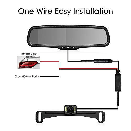 Rear View Mirror Camera with 4.3” Monitor: Super Night Vision OEM Rearview Mirror Backup Camera with IP 68 Waterproof Back Up Camera for Car, Rearview Mirror for Parking & Driving Safety AUTO-VOX T2 - 6