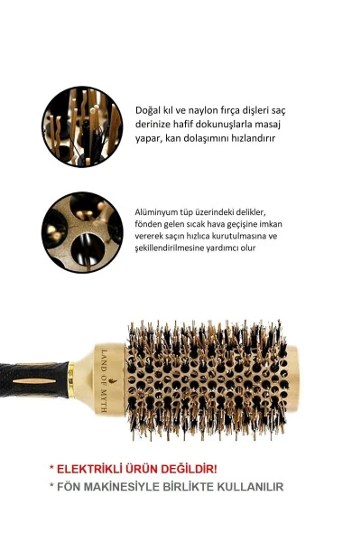 43 mm Lom1143 Nano Technology Ceramic + Ionic Thermal Hair Brush, Natural Horsehair Bristles, Professional - LAND OF MYTH (1)
