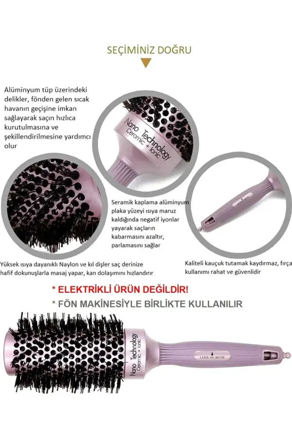 43 mm Nano Technology Ceramic + Ionic Thermal Hair Brush, Natural Bristle, Professional Series - 2