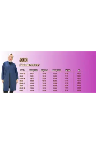 43008 Katta o'lchamdagi trikotaj kurtka - Qora - BÜYÜKBEDENIZ (1)