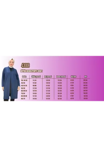 43008 Куртка из трикотажа больших размеров - Тёмно-бирюзовый - 3