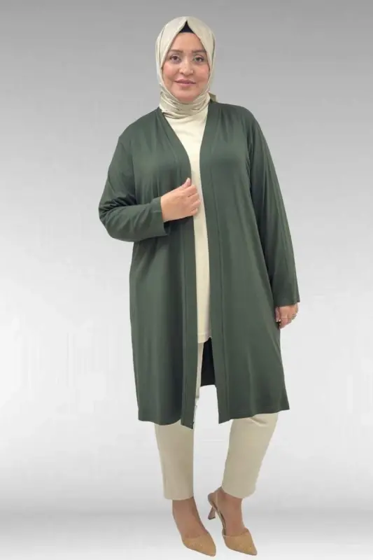 43008 Куртка из трикотажа больших размеров - Хаки - 1