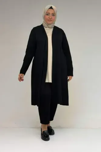 43008 Plus Size Knitted Jacket - Black - 3