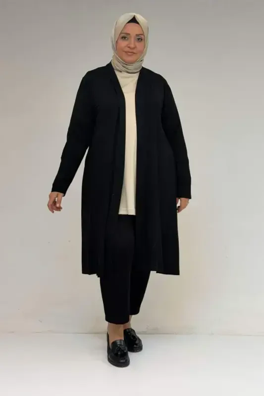 43008 Plus Size Knitted Jacket - Black - 3