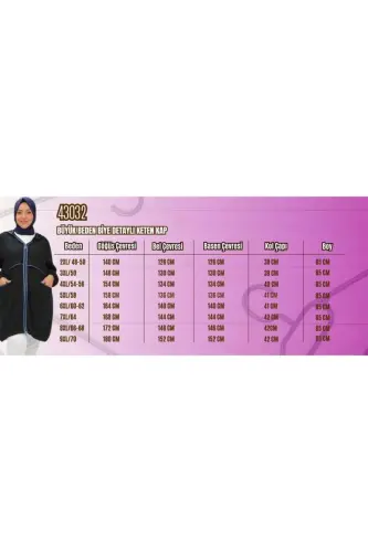 43032 Katta o'lchamli hoshiyali zig'ir matoli plash - Qora - 1