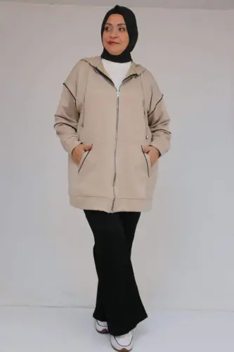 43072 Plus Size Waterport Lined Oysho Jacket - Beige - 1