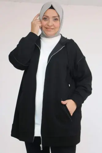 43072 Plus Size Waterport Trim Oysho Jacket - Black - 1