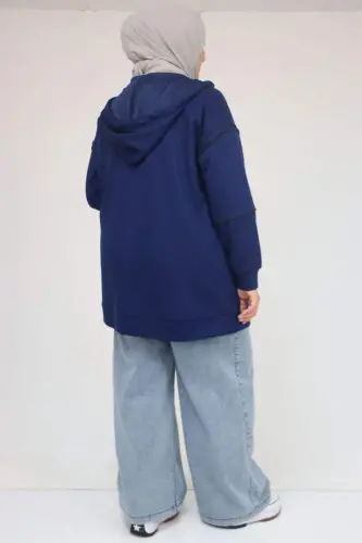 43072 Plus Size Waterport Trimmed Oysho Jacket - Indigo - 3