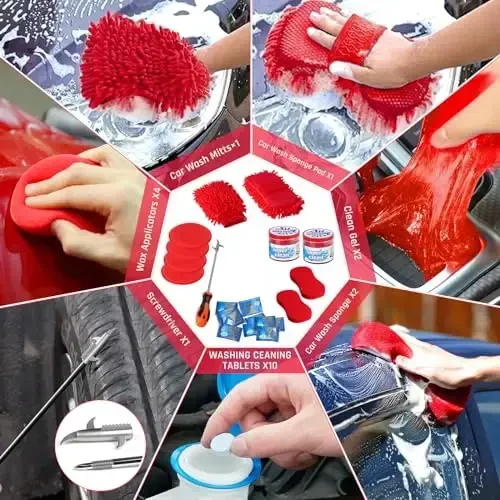 43PCS Car Detailing Kit Interior Cleaner, Auto Detailing Kit, Car Vacuum Car Interior Detailing Kit, Car Wash Kit with Bucket Detailing Brush Set Car Accessories for Motorcycle, Cars, Bikes, Wheels - 7
