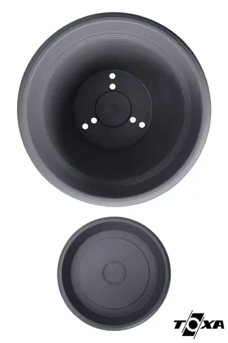 45 lt Antrasit Gri Tabaklı Mat Plastik Battal Boy Yuvarlak Saksı Villa No11 Ø53x41cm - 45 Litre (53 cm. ) - 5