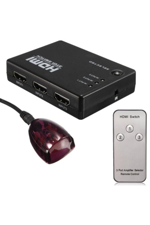 4678 3 Port HDMI Switch Splitter Multi-Selector Remote Controlled - 5