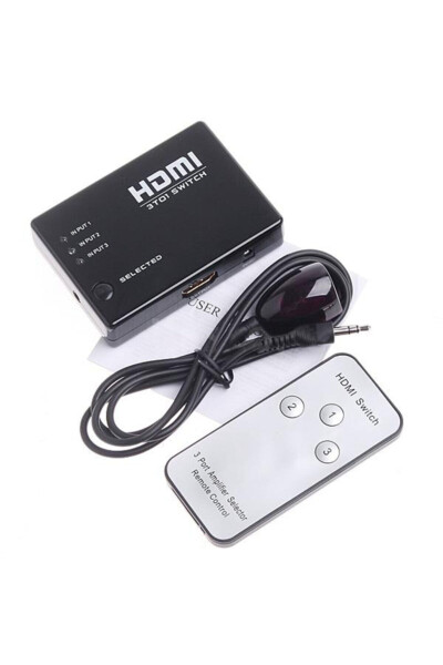 4678 3 Portli HDMI Switcher Splitter Ko'paytirgich Masofaviy Boshqarishli - 7