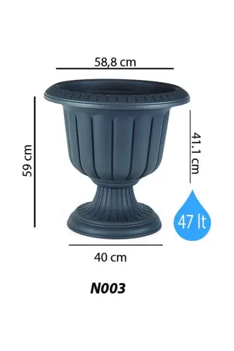 47 Litr Ø59x59sm Oyoqli Mat G'isht Rangli Dekorativ Plastmassa Guldon No3-47Lt G'isht - 2