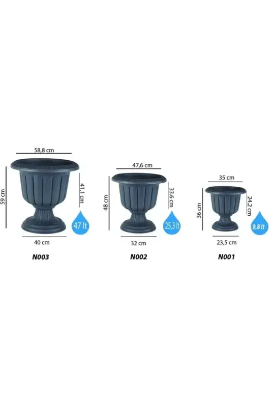 47 Litr Ø59x59sm Oyoqli Mat Oqish Yaltiroqsiz Dekorativ Plastmassa Gullatkich №3-47L Oq - 3