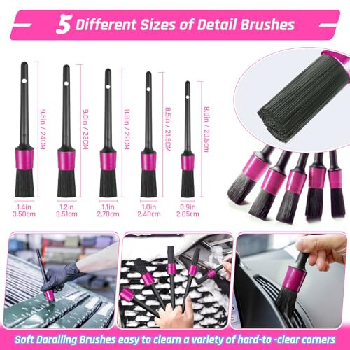 47PCS Car Detailing Kit Interior Cleaner, Car Cleaning Supplies with High Power Car Vacuum Cleaner,Auto Detailing Kit,Car Wash Kit with Bucket Detailing Brush Set,Pink Car Accessories for Women - 3