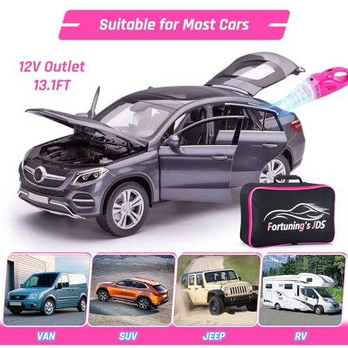 47PCS Car Detailing Kit Interior Cleaner, Car Cleaning Supplies with High Power Car Vacuum Cleaner,Auto Detailing Kit,Car Wash Kit with Bucket Detailing Brush Set,Pink Car Accessories for Women - 7