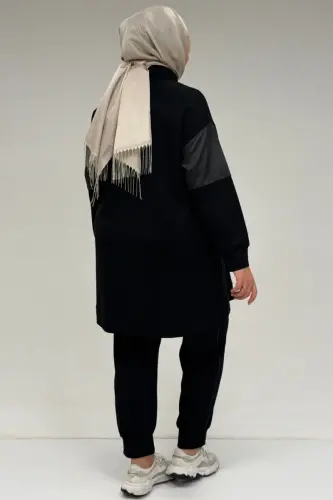 47098 Большой Размер Waterport С Отделкой Модальный Комплект с Брюками - Черный - 3