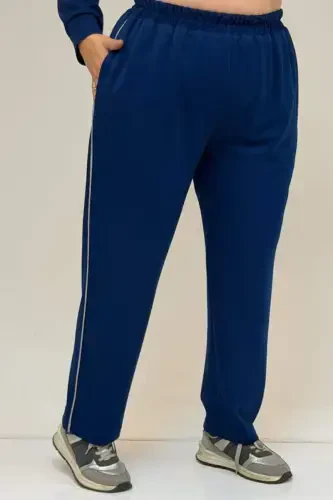 47100 Katta Hajmli Garniturali -Biyeli Shimli Modal Kostyum - Indigo - 3