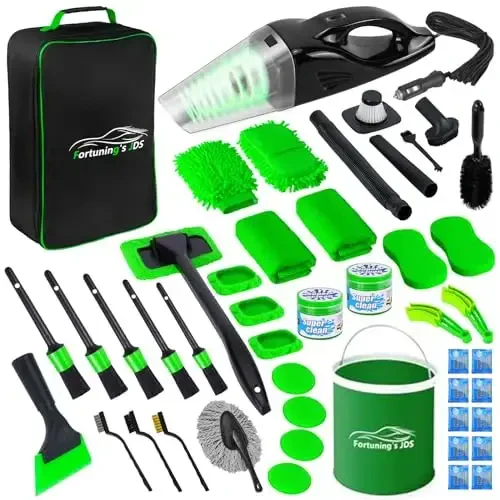 47PCS Car Detailing Kit Interior Cleaner, Car Cleaning Kit, Car Vacuum Car Interior Detailing Kit, Car Wash Kit with Bucket Auto Detailing Brush Set Car Accessories for Motorcycle, Cars, Bikes, Wheels - 1